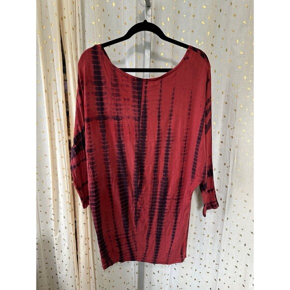 Wehi Designs Hawaiian Bohemian Tie Dye Dolman Sleeve Stretch Mini Dress M/L - Picture 4 of 6